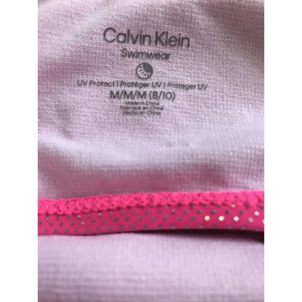 Calvin Klein Girls Pink‎ Glo Shimmer Bikini Set Size M